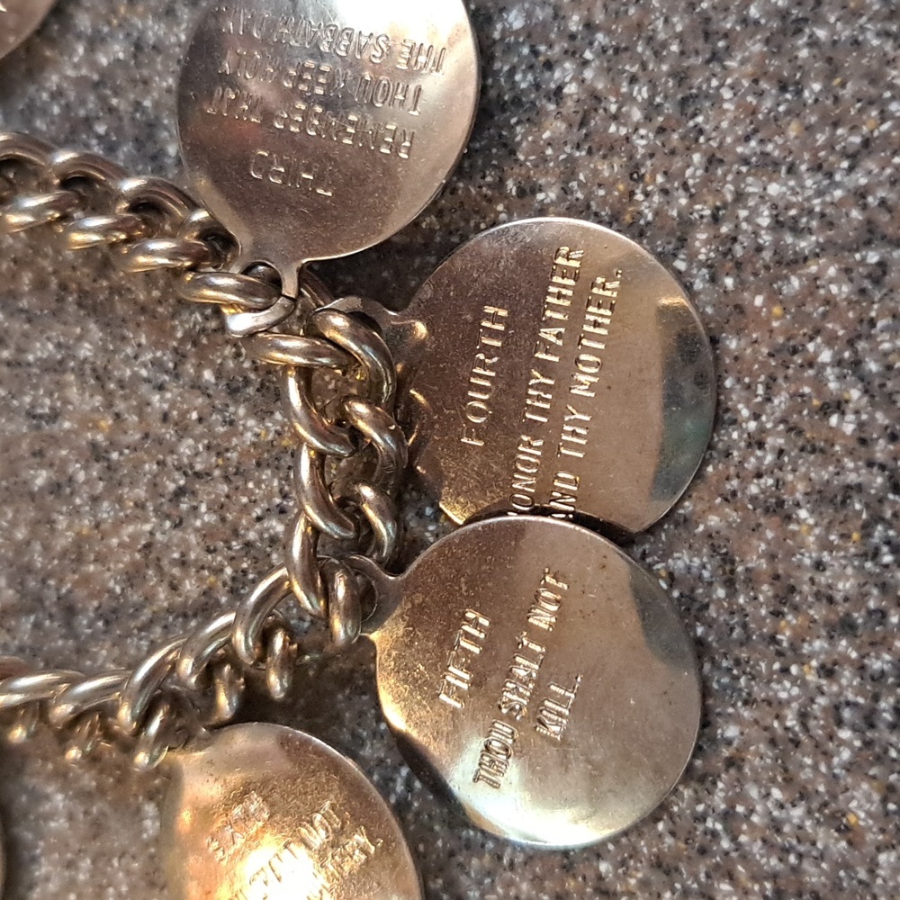 Vintage Ten Commandments charm bracelet